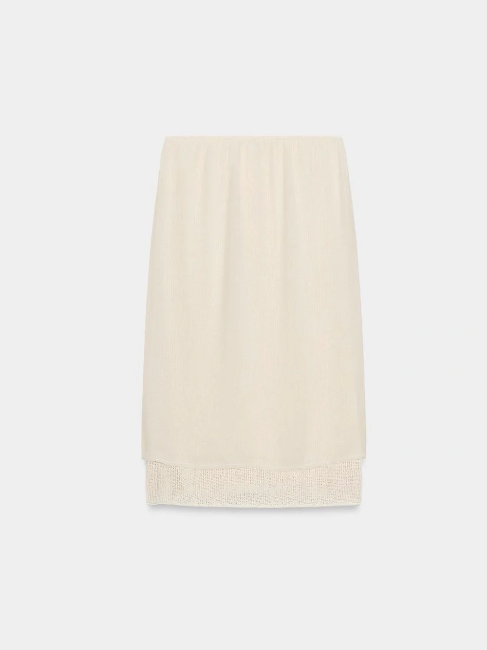 Mid-rise midi skirt with elastic waistband. Double effect detail NWT